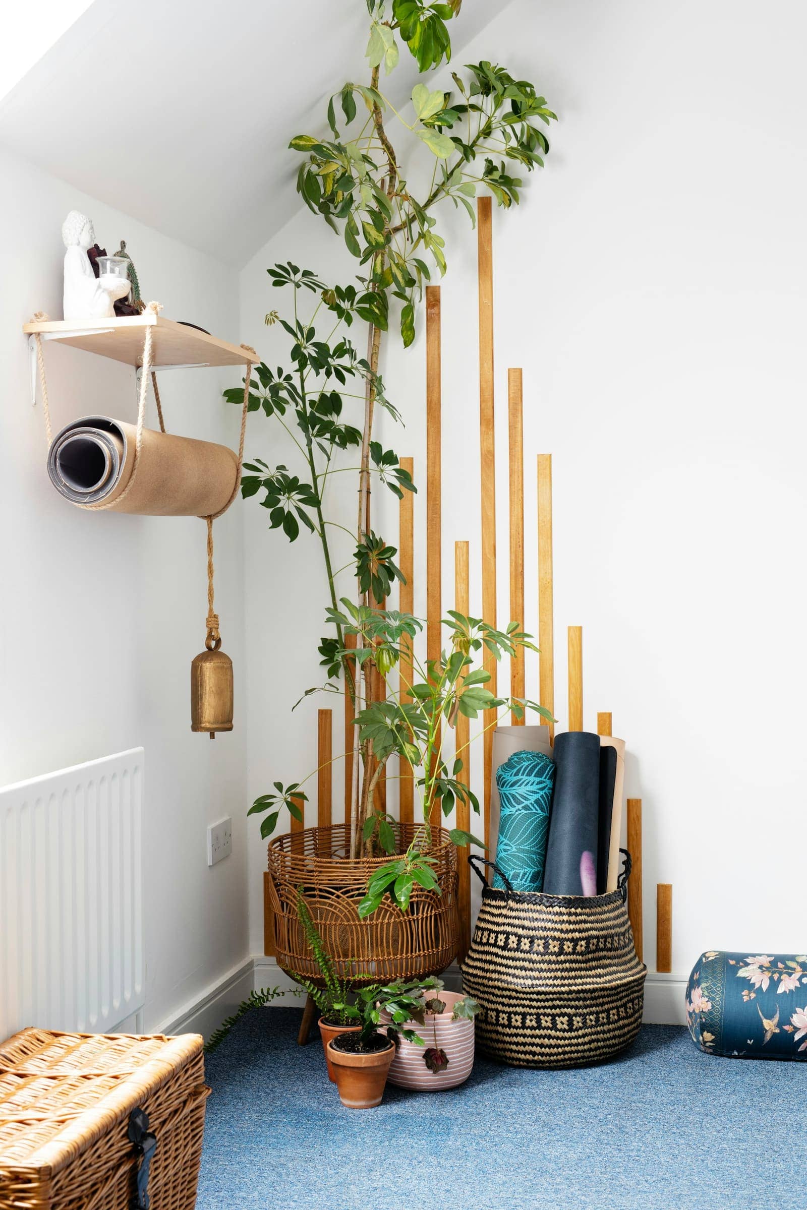 Accessories — rubber mat, rollers and towel, still life
