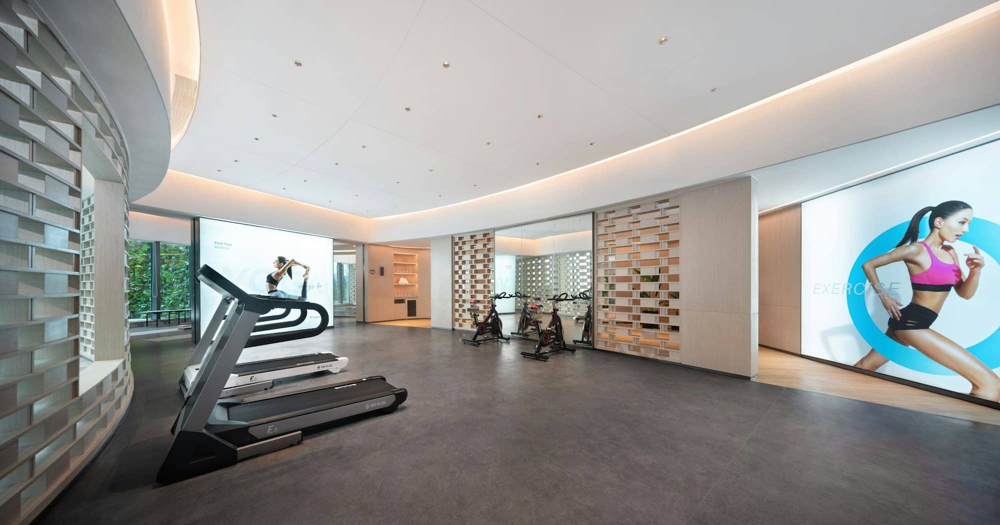 Studio Towels · wide interior, modern home gym